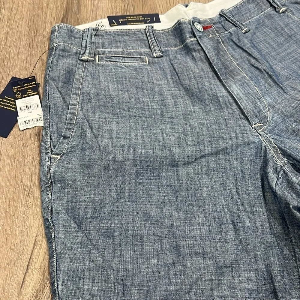 NWT Polo Ralph Lauren 31W Chambray Nautical USA Straight Fit Light Shorts